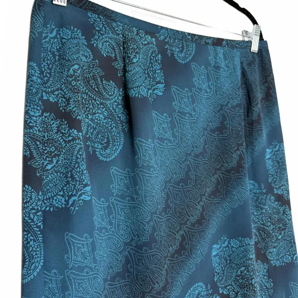 Vintage Blue Bohemian Paisley Print Skirt‎ XL